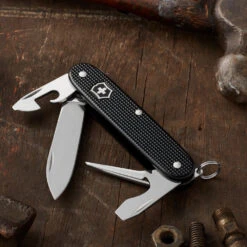 Victorinox Pioneer Black Alox Swiss Army Knife -Victorinox Sales SA0820123R Black Pioneer Open