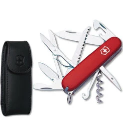 Victorinox Huntsman Swiss Army Knife And Leather Clip Pouch Set